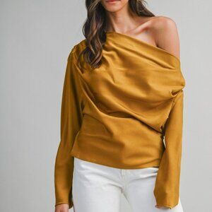 Gold One Shoulder Top